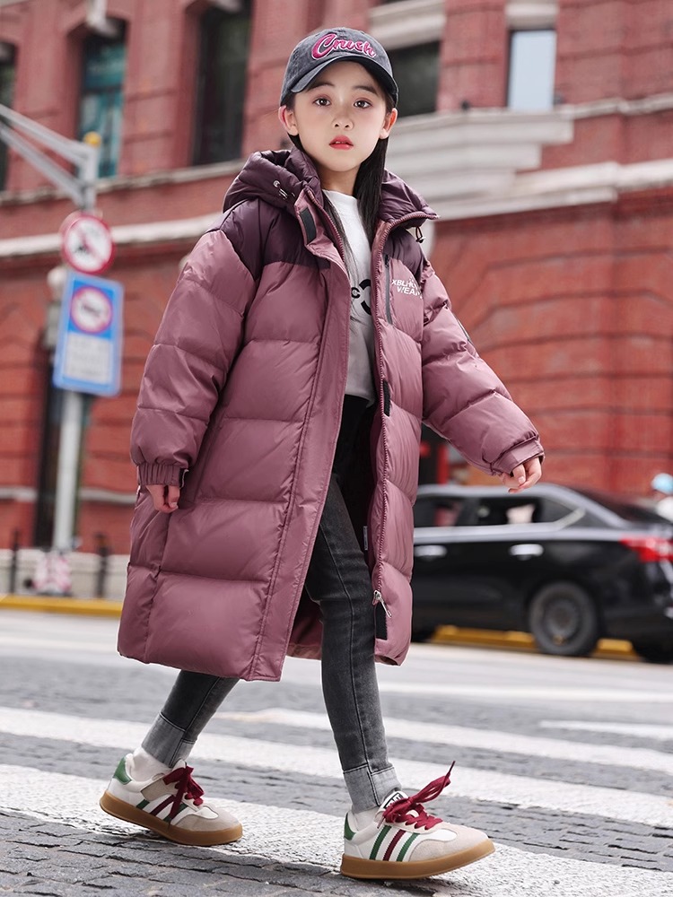 英国next music女童羽绒服冬季中长款2024新款中大童外出加厚外套