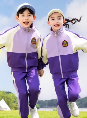 班服小学生校服春秋套装幼儿园园服夏季一年级运动会服三件套紫色