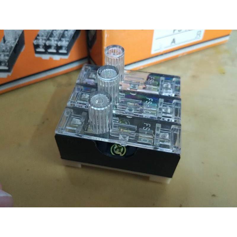 询价FS-103三联保险丝座带灯三联导轨保险丝盒6X30内置10A保险丝