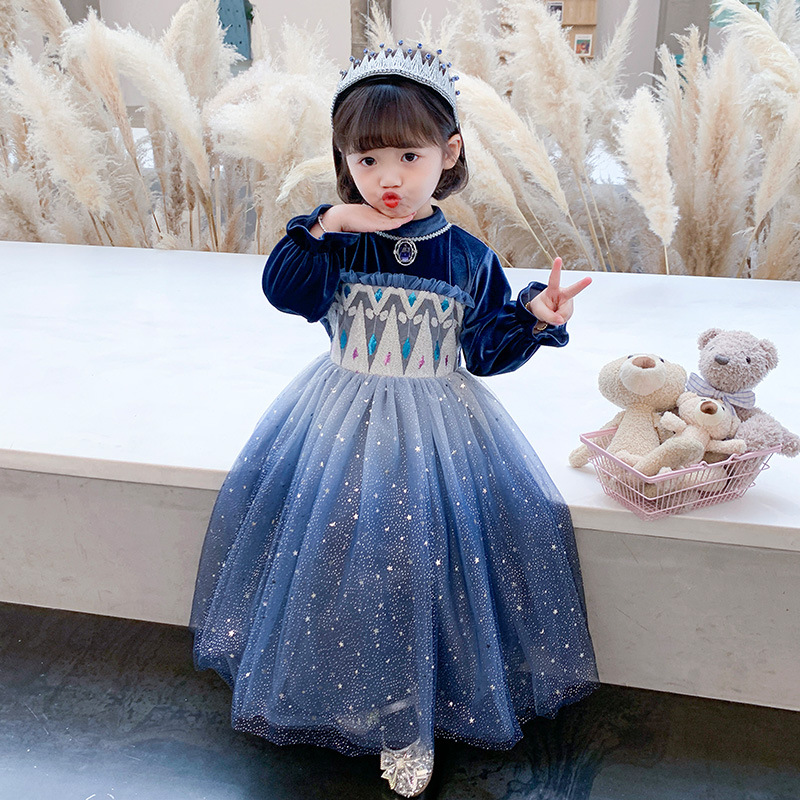 冰雪奇缘秋冬爱莎公主裙
