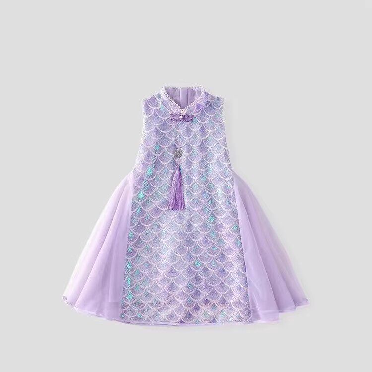 儿童美人鱼高端生日礼服裙图片