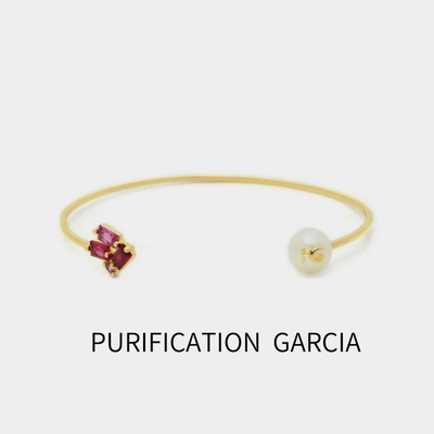 Purification Garcia 轻奢个性时尚金色镶嵌钻手镯，厚电镀