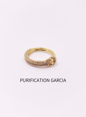 Purification Garcia小众轻奢镶钻结头效果戒指，厚电镀加保护
