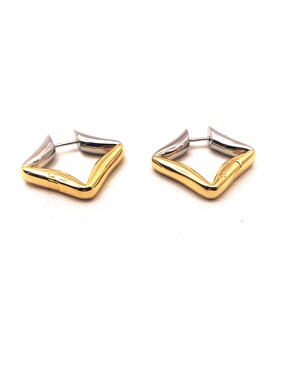 Purification Garcia轻奢个性时尚金属双色折叠效果耳针厚电镀