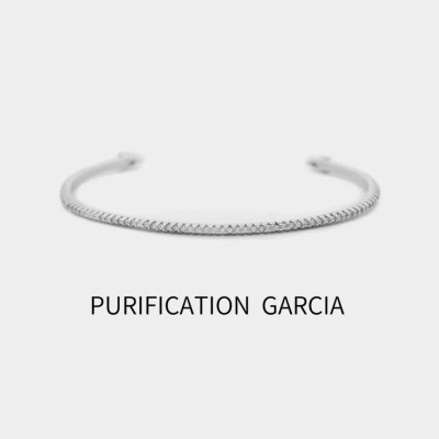 Purification Garcia轻奢个性时尚白金色镶嵌锆石手镯