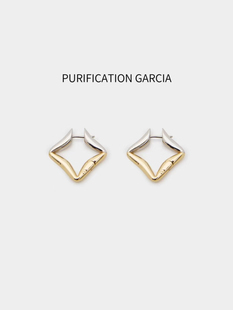 Purification Garcia小众轻奢几何折叠双色耳饰厚电镀