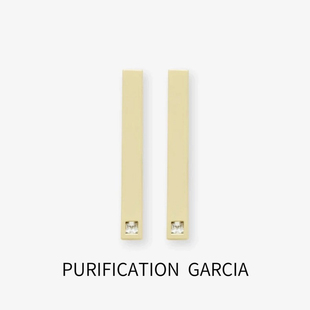 特惠PUrification Garcia轻奢时尚几何一字耳针镶嵌方形锆石 厚金