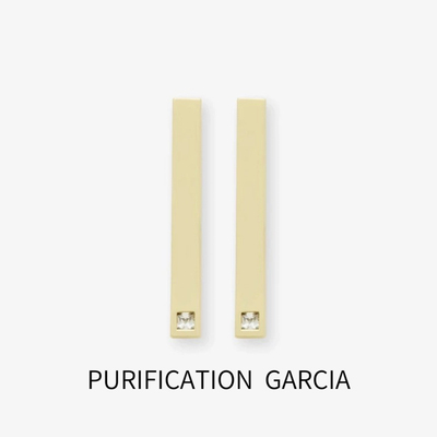 特惠PUrification Garcia轻奢时尚几何一字耳针镶嵌方形锆石 厚金