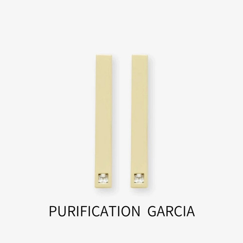 特惠PUrification Garcia轻奢时尚几何一字耳针镶嵌方形锆石 厚金