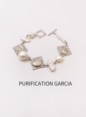 Purification Garcia高质轻奢贝壳淡水珍珠手链厚白金加保护