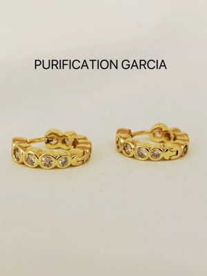 Purification Garcia个性时尚设计镶嵌锆石小耳饰厚金电镀