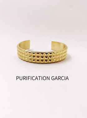 Purification Garcia轻奢个性时尚复古效果金色几何铆钉面手镯