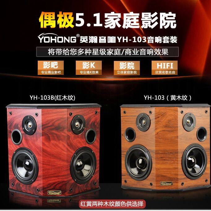 YOHONG/英瀚YH-103偶极音箱5.1家庭影院无源家用环绕书架音响
