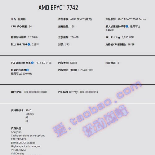 AMD 其它AMD型号 EPYC™ 霄龙 7742