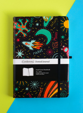 卡通太空点阵笔记本A5硬面外星人绑带计划记事送礼Bujo手帐本