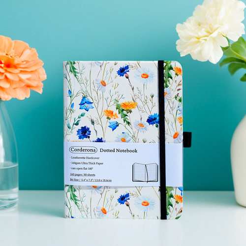 B6花卉绑带点阵手账本
