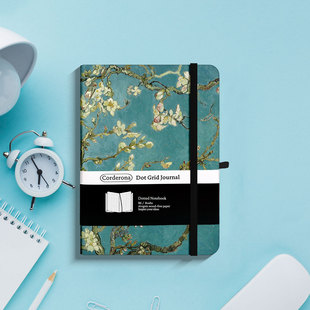 B6梵高点阵子弹笔记本盛开 杏树160gsm超厚硬面空白绑带手账本