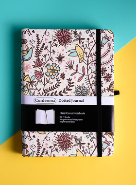 B6花卉点阵子弹笔记本160g皮面超厚绑带印花小清新硬面手账本