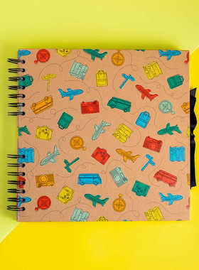 创意旅行剪贴簿180克超厚线圈涂鸦画画空白记事本硬面方形手账本