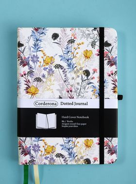 B6点阵子弹笔记本花卉160g超厚绑带印花收纳袋小清新硬面手账本