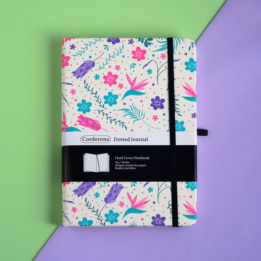 花卉硬面点阵子弹笔记本