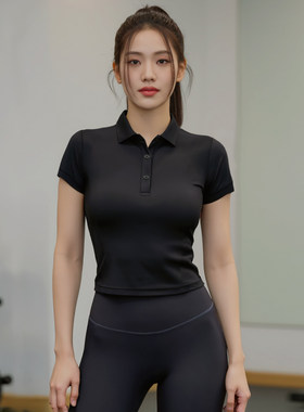 定制logo健身教练工作服POLO衫女