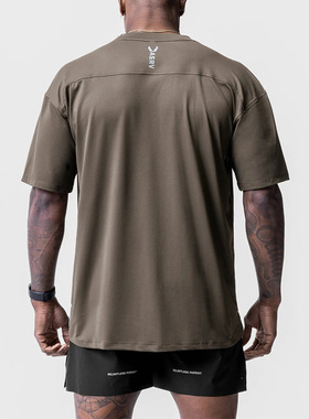 ASRV运动速干短袖t恤男士欧美宽松大码户外训练服夜跑步健身上衣