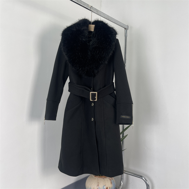 大毛领中长款昵子大码外套