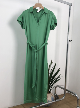 外贸欧美 比利时跑单 夏季绿色修身大码连衣裙