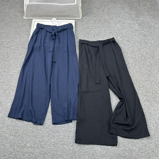 夏季 巴西DAN 大码 系带亚麻 外贸 休闲九分裤 捡漏