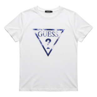 S码 大字母G系列圆领短袖 情侣T恤 倒三角 扎染经典 GUESS剪洗标男版