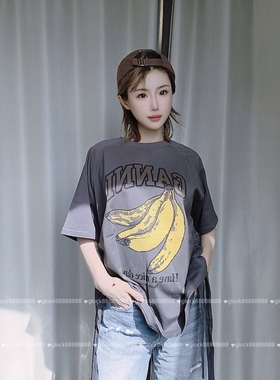 2026新款女装深灰色宽松圆领短袖T恤女休闲百搭上衣