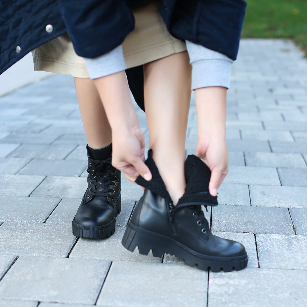 GABOR增高底马丁靴保暖绒防滑