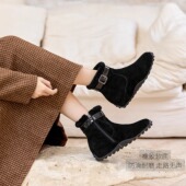 内增高 穿上能跑 软底厚绒短靴 特价 德国KUFENBERG 7346保暖短靴