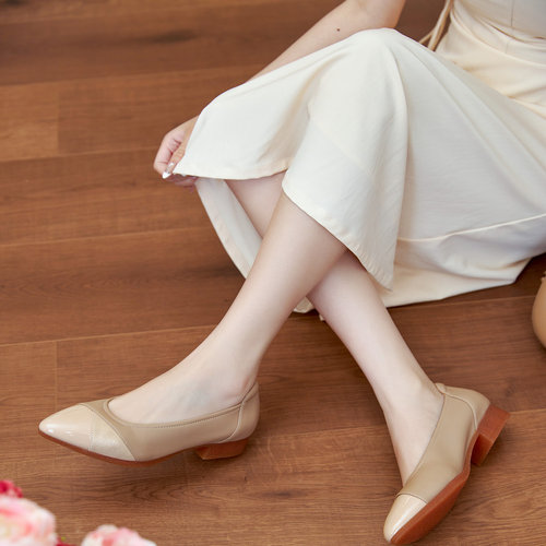 宽楦软底软皮 优雅拼接真皮 德国KUFENBERG6841跟底一体舒适单鞋