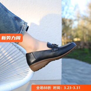 豆豆鞋 女英伦风小皮鞋 减震软底舒适KUFENBERG5756真皮乐福鞋 宽楦