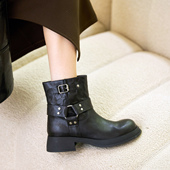 宽楦德国KUFENBERG7379 舒适松弛感 高级手抓纹牛皮 厚底静音短靴