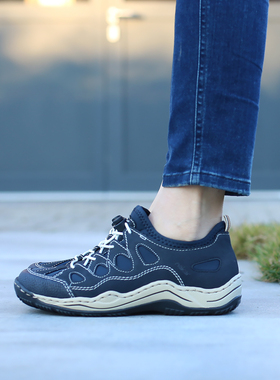 非常舒适 宽楦弹力松紧德国 RIEKER L0551 厚底低跟休闲鞋