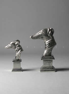 象形design印度进口铝制狗头摆件