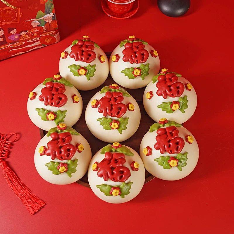 新年年货礼盒桃祝寿馒头