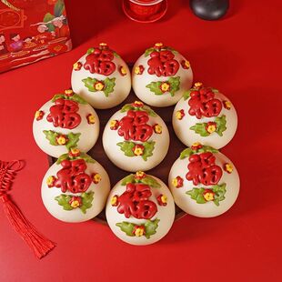 新年彩虹馒头福包胶东花饽饽果蔬面点山东花样馍馍过年货礼盒