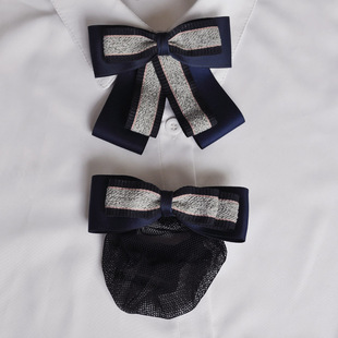 韩棉蓝粉灰职业OL衬衫领结银行工作领花头花套装电信移动客服发网