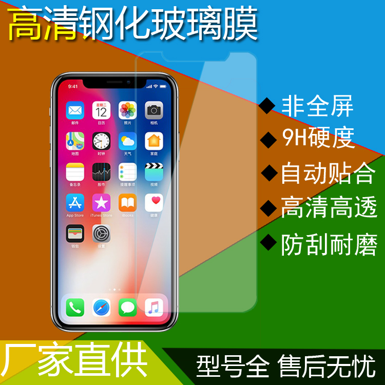 适用oppovivo华为荣耀小红米苹果通用手机钢化膜半屏全透明6.5水滴屏6.7寸全面屏高清屏保源头工厂拿货批发