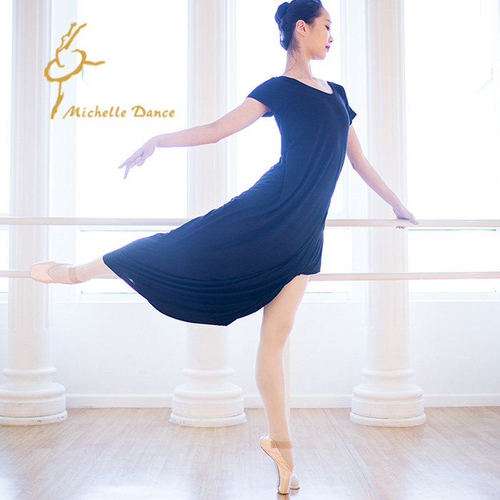 MichelleDance 莫代尔立体剪裁短袖连衣裙 芭蕾舞现代舞系列