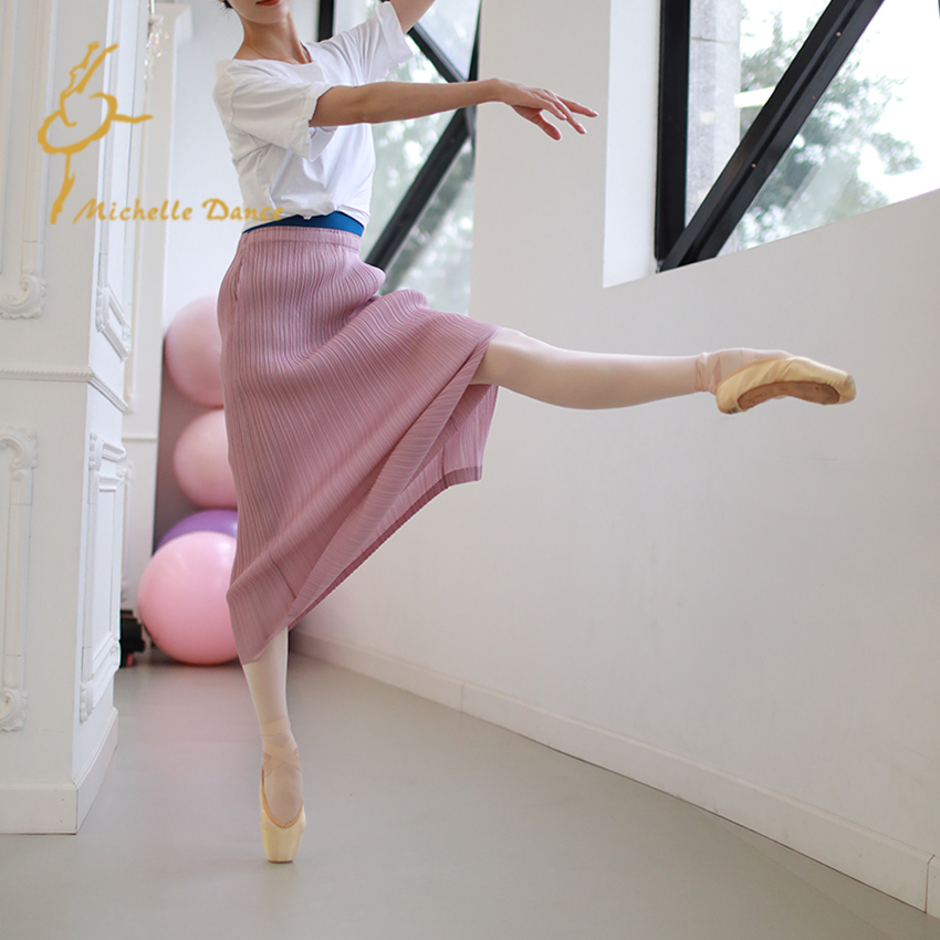 MichelleDance褶皱系列芭蕾大师气质气质中长裙半裙樱花粉【特价