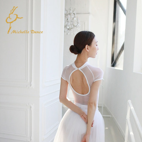 MichelleDance 成人芭蕾连体服高领短袖网眼气质Odette