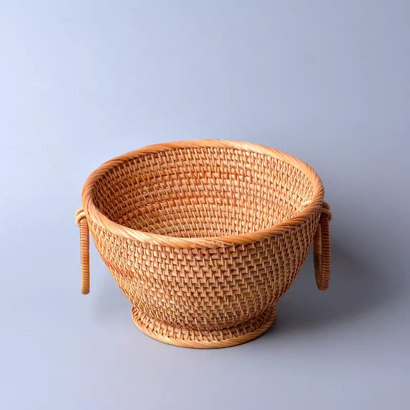 藤制深果篮双耳提手编织筐客厅放零食水果收纳篮子大容量果篓精致,餐饮具,果盆/果盘/果篮,淘宝优惠券,粉丝福利购,淘宝优惠卷
