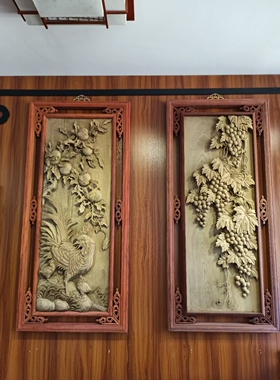多子多福，纯手工木雕工艺品，挂件装饰，楠木黄金章，剑川木雕