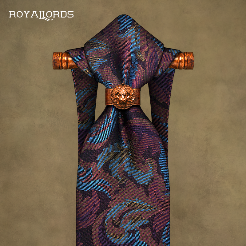 Royallords色织真丝复古花纹领带