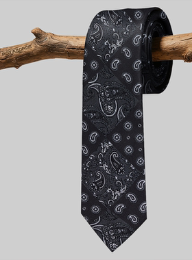 佩恩 灰色姵斯利腰果拼接花纹复古领带商务男正装休闲真丝礼盒